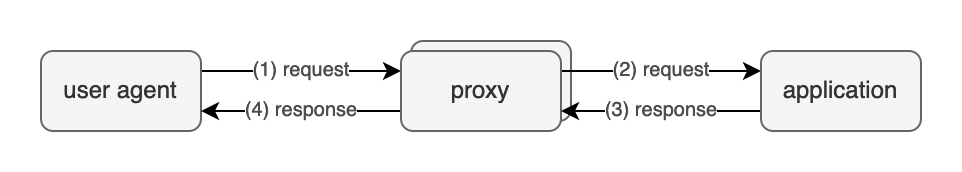 a proxy mediating requests and responses between user agent and application