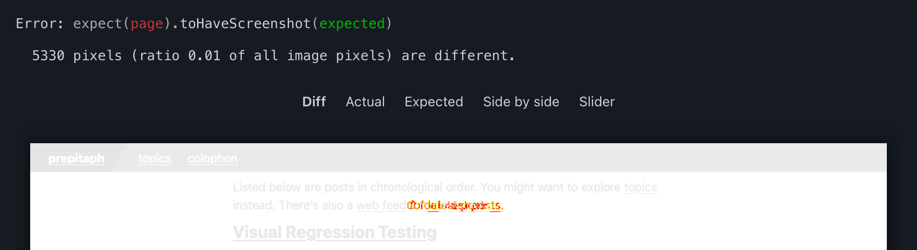 failing test with image diffing